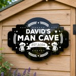 Personalised Man Cave Sign 300x200mm Custom Black Acrylic 