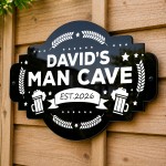 Personalised Man Cave Sign 500x300mm Custom Black Acrylic Personalised Man Cave Sign 500x300mm Custom Black Acrylic