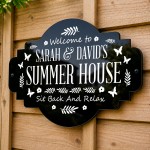 Summer House Welcome Sign Custom Garden Shed Plaque 50x30cm
