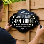 Summer House Welcome Sign Custom Garden Shed Plaque 50x30cm