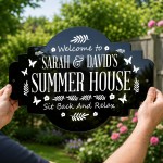 Summer House Welcome Sign Custom Garden Shed Plaque 50x30cm