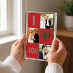 Personalised Gift For Anniversary Photo Collage Block I Love You