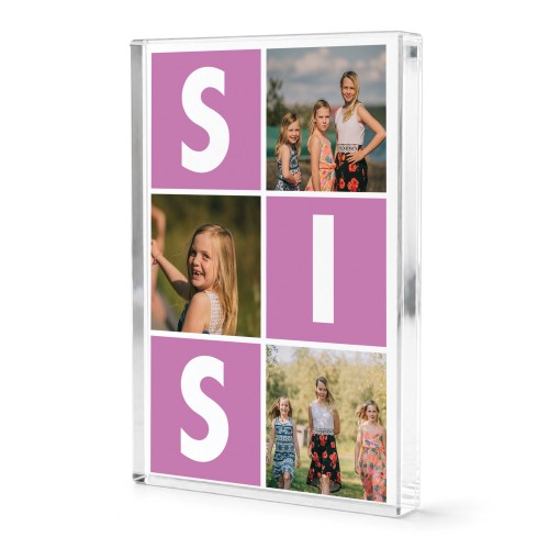 Personalised Sister Gift Acrylic Photo Block with 3 Photos Personalised Sister Gift Acrylic Photo Block with 3 Photos