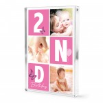 Personalised Baby Girl 2nd Birthday Gift Acrylic Photo Block Personalised Baby Girl 2nd Birthday Gift Acrylic Photo Block