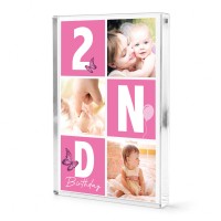 Personalised Baby Girl 2nd Birthday Gift Acrylic Photo Block