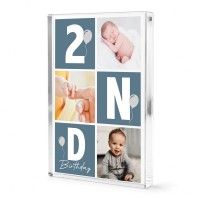 Personalised Baby Boy 2nd Birthday Gift Acrylic Photo Block