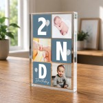 Personalised Baby Boy 2nd Birthday Gift Acrylic Photo Block