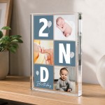 Personalised Baby Boy 2nd Birthday Gift Acrylic Photo Block