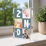 Personalised Baby Boy 2nd Birthday Gift Acrylic Photo Block
