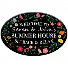 Personalised Summer House Welcome Sign 30x20cm Floral 