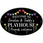 Personalised Fun Playhouse Sign Garden Den Playroom Acrylic Sign Personalised Fun Playhouse Sign Garden Den Playroom Acrylic Sign
