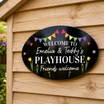 Personalised Fun Playhouse Sign Garden Den Playroom Acrylic Sign Personalised Fun Playhouse Sign Garden Den Playroom Acrylic Sign