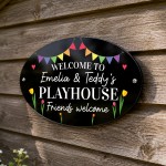 Personalised Fun Playhouse Sign Garden Den Playroom Acrylic Sign Personalised Fun Playhouse Sign Garden Den Playroom Acrylic Sign