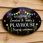 Personalised Fun Playhouse Sign Garden Den Playroom Acrylic Sign Personalised Fun Playhouse Sign Garden Den Playroom Acrylic Sign