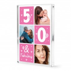 Personalised 50th Birthday Gift With 3 Photos Keepsake for Mum