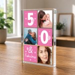 Personalised 50th Birthday Gift With 3 Photos Keepsake for Mum