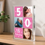 Personalised 50th Birthday Gift With 3 Photos Keepsake for Mum