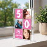 Personalised 50th Birthday Gift With 3 Photos Keepsake for Mum