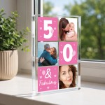 Personalised 50th Birthday Gift With 3 Photos Keepsake for Mum