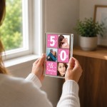 Personalised 50th Birthday Gift With 3 Photos Keepsake for Mum