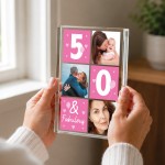 Personalised 50th Birthday Gift With 3 Photos Keepsake for Mum
