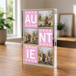 Personalised Auntie Gift Acrylic Photo Block From Niece Nephew