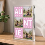 Personalised Auntie Gift Acrylic Photo Block From Niece Nephew