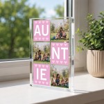 Personalised Auntie Gift Acrylic Photo Block From Niece Nephew