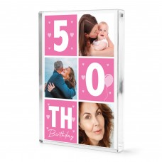 50th Birthday Gift Personalised Photo Block For Mum Nan Auntie