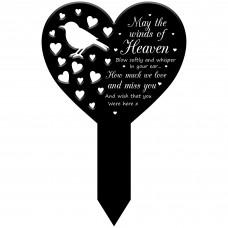 Robin Memorial Garden Stake Heart Remembrance Grave Plaque