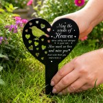 Robin Memorial Garden Stake Heart Remembrance Grave Plaque