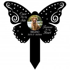 Personalised Pet Memorial Butterfly Stake with Photo Custom Dog