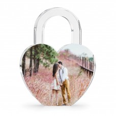 Personalised Acrylic Heart Lock Photo Plaque Anniversary Gift