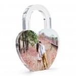 Personalised Acrylic Heart Lock Photo Plaque Anniversary Gift