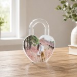 Personalised Acrylic Heart Lock Photo Plaque Anniversary Gift