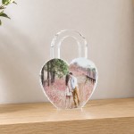 Personalised Acrylic Heart Lock Photo Plaque Anniversary Gift