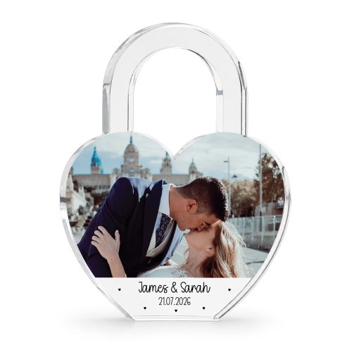 Anniversary Gift Personalised Acrylic Heart Lock Plaque Gift