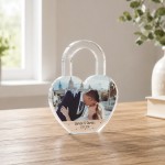 Anniversary Gift Personalised Acrylic Heart Lock Plaque Gift