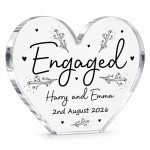 ENGAGEMENT Gift For Couple Freestanding Heart Acrylic Plaque