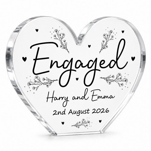 ENGAGEMENT Gift For Couple Freestanding Heart Acrylic Plaque