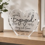ENGAGEMENT Gift For Couple Freestanding Heart Acrylic Plaque