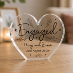 ENGAGEMENT Gift For Couple Freestanding Heart Acrylic Plaque