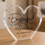 ENGAGEMENT Gift For Couple Freestanding Heart Acrylic Plaque