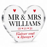 Wedding Day Gifts Personalised Mr And Mrs Gift Heart Acrylic Wedding Day Gifts Personalised Mr And Mrs Gift Heart Acrylic