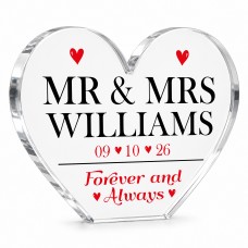 Wedding Day Gifts Personalised Mr And Mrs Gift Heart Acrylic