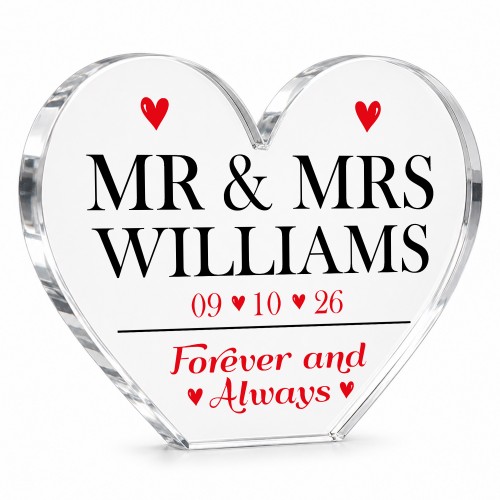 Wedding Day Gifts Personalised Mr And Mrs Gift Heart Acrylic Wedding Day Gifts Personalised Mr And Mrs Gift Heart Acrylic