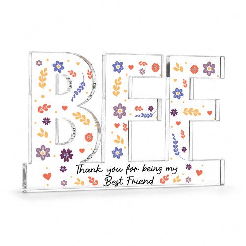 BFF Gift Freestanding Acrylic Plaque 15x10cm Best Friend Gift