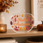 Hello Autumn Pumpkin Acrylic Plaque Ornament 15x12cm Autumnal Hello Autumn Pumpkin Acrylic Plaque Ornament 15x12cm Autumnal