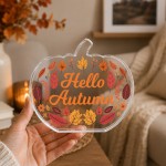 Hello Autumn Pumpkin Acrylic Plaque Ornament 15x12cm Autumnal Hello Autumn Pumpkin Acrylic Plaque Ornament 15x12cm Autumnal