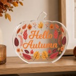 Hello Autumn Pumpkin Acrylic Plaque Ornament 15x12cm Autumnal Hello Autumn Pumpkin Acrylic Plaque Ornament 15x12cm Autumnal